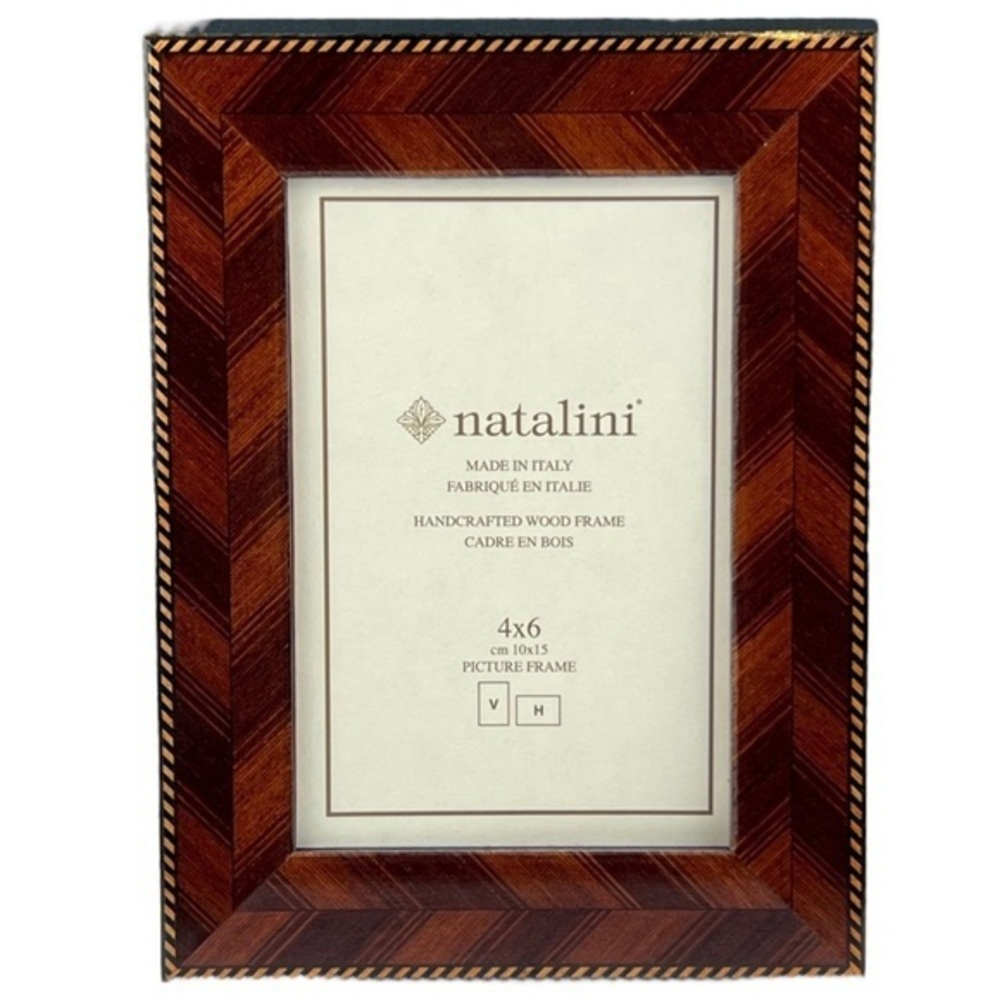 Natalini - ‘Brown -Triple border’ wood frame. 4” x 6”. NWT.